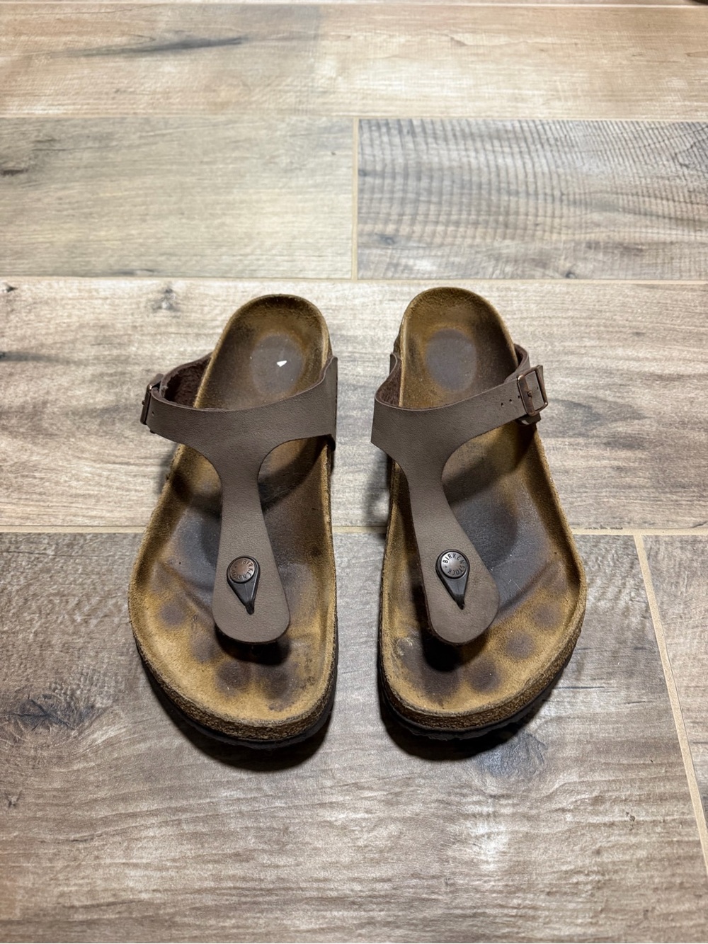 Birkenstock Brown Thong Sandals with Adjustable Strap